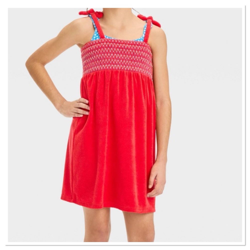 Girl’s Solid Red Smocked Cover Up Dress Cat & Jack